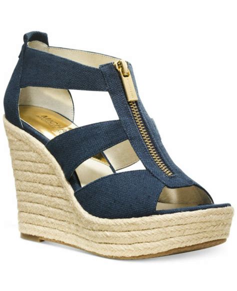 michael kors platform wedge sandals|michael kors denim wedges.